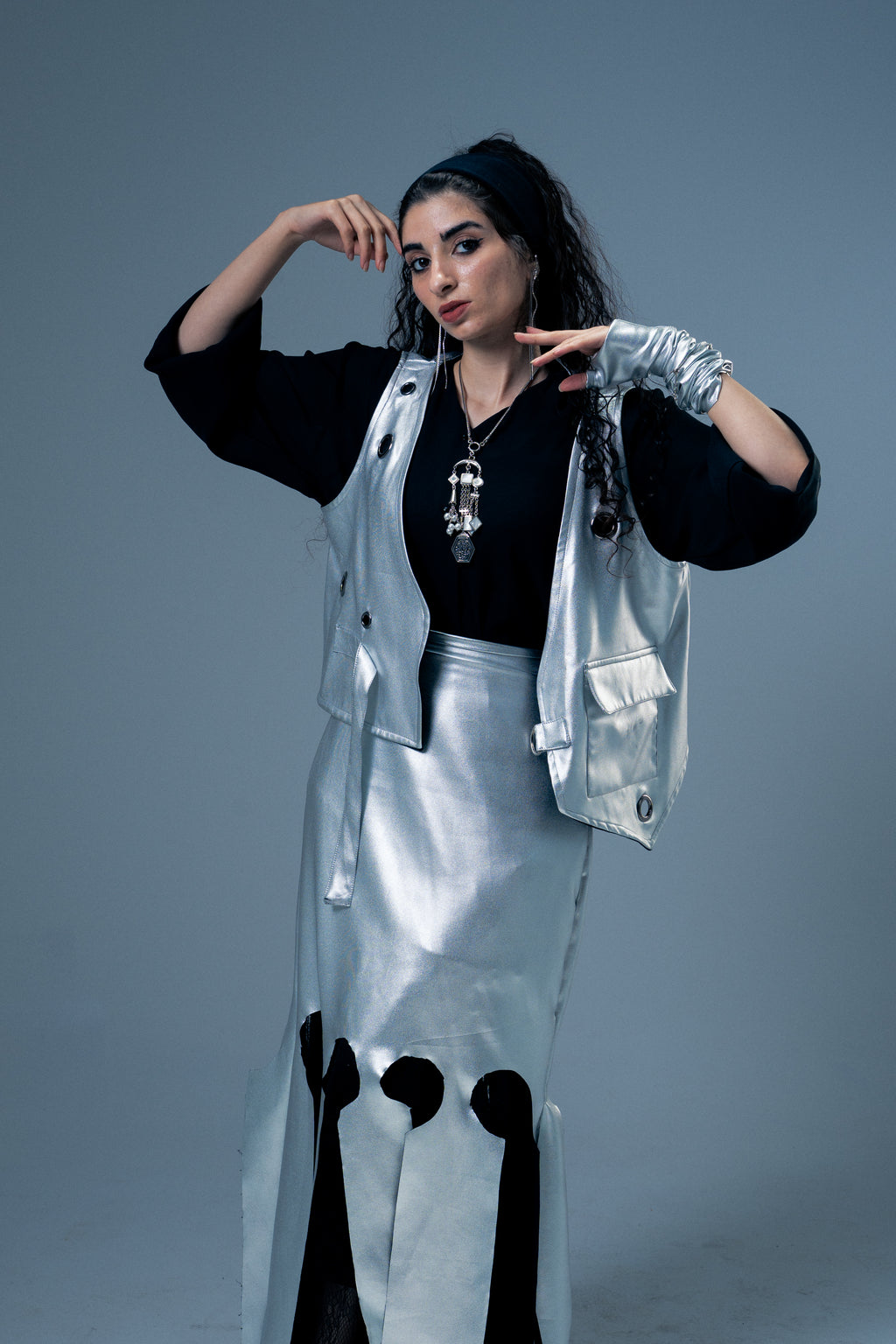 Eyelet Edge vest - Silver